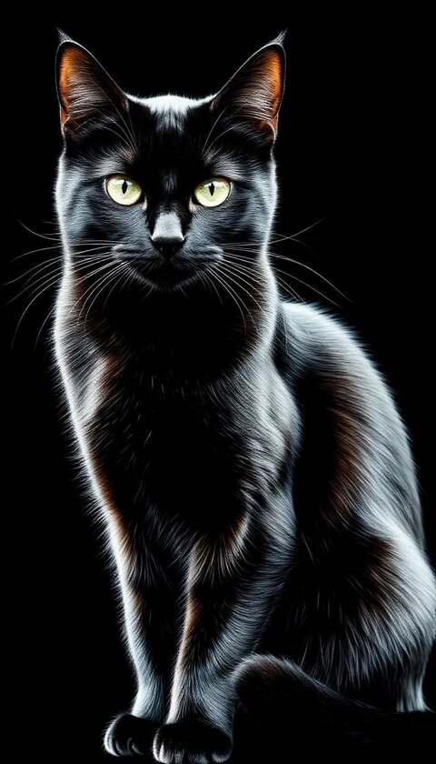Black Cat with Bright Yellow Eyes
