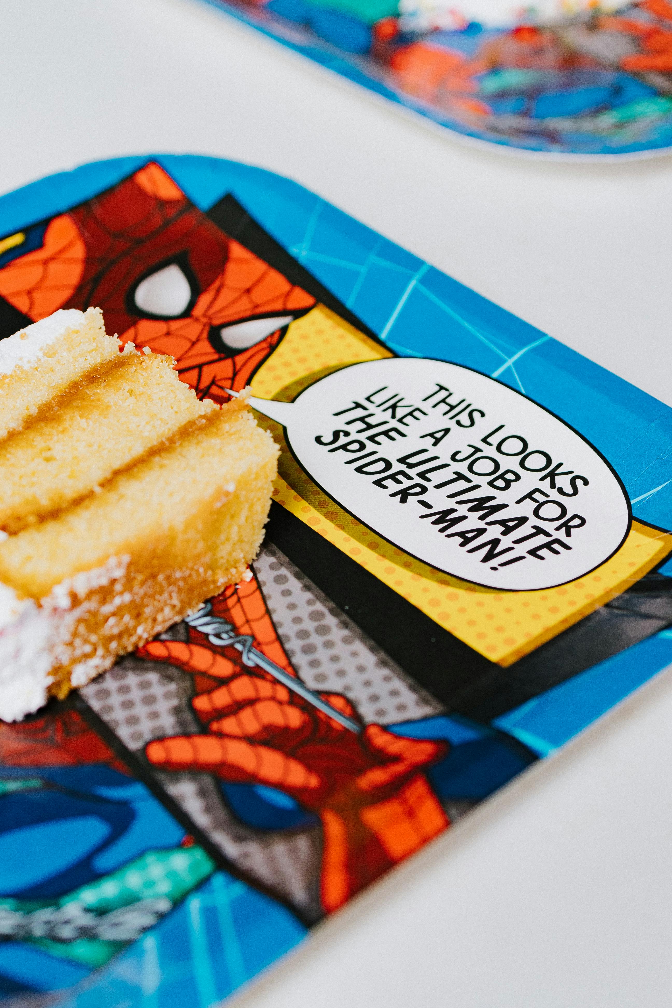 Cake Slice on Spider-Man Themed Plate