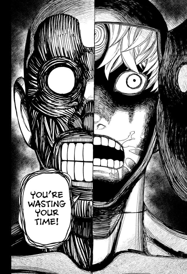 Split Face Yelling Manga Character Closeup