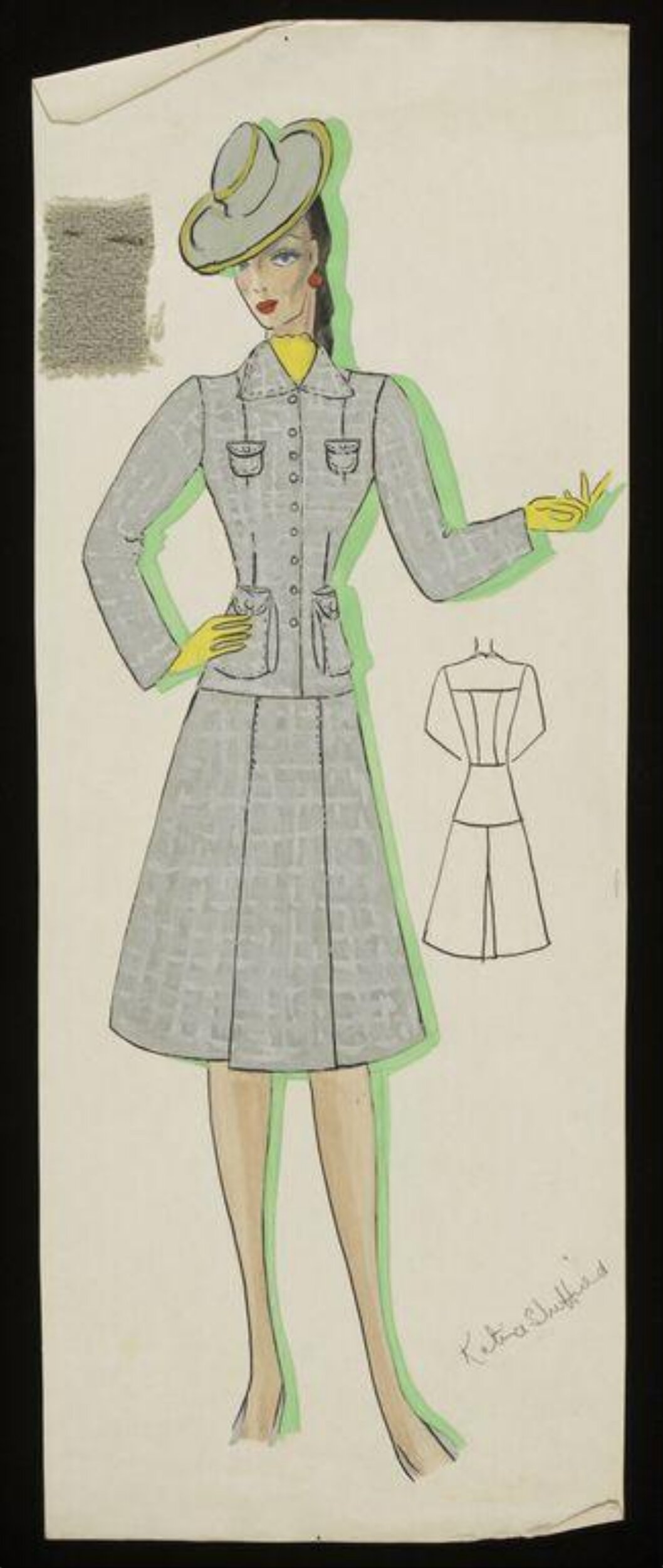 Vintage Suit Fashion Design Sketch
