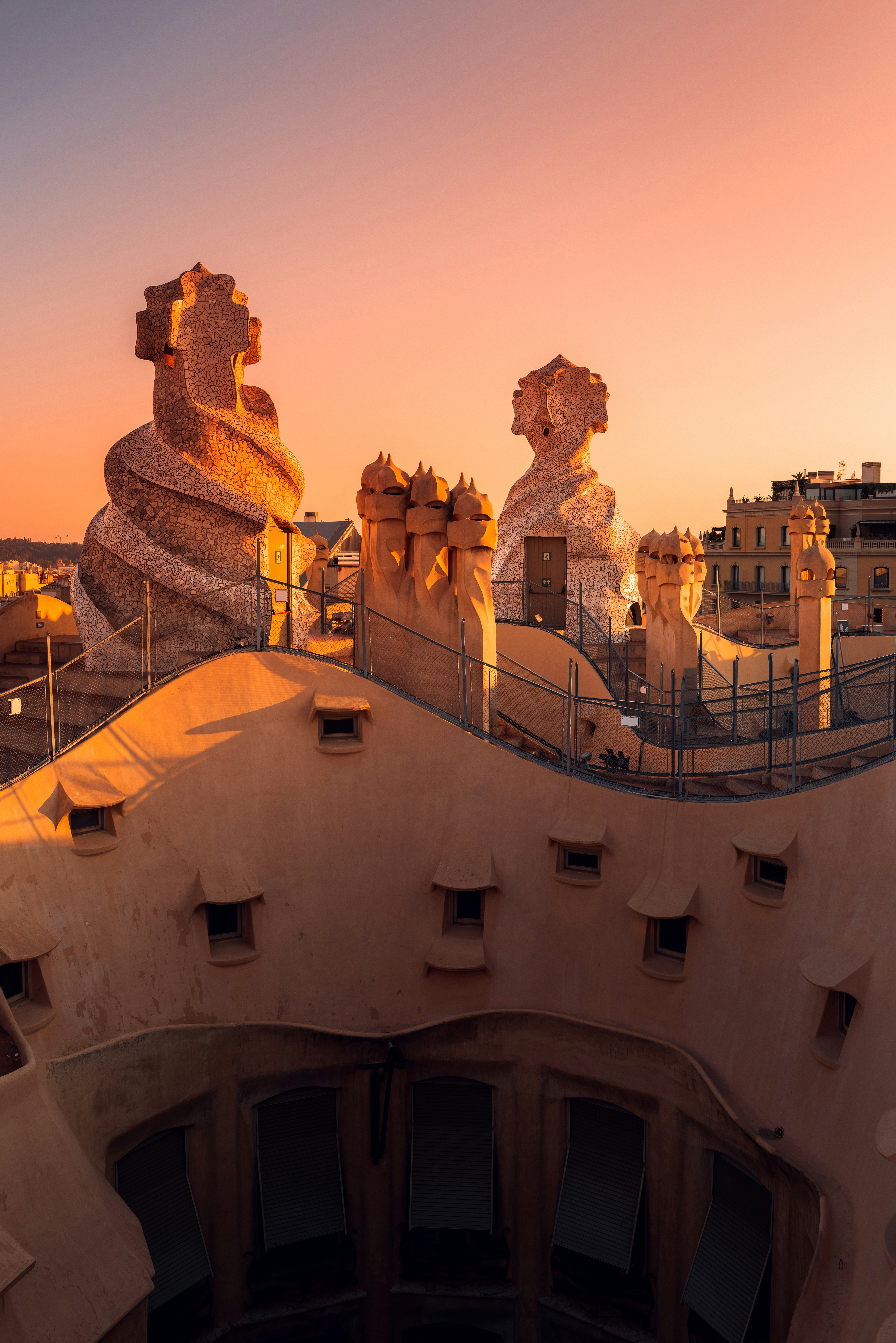 Casa Milà Rooftop at Sunset