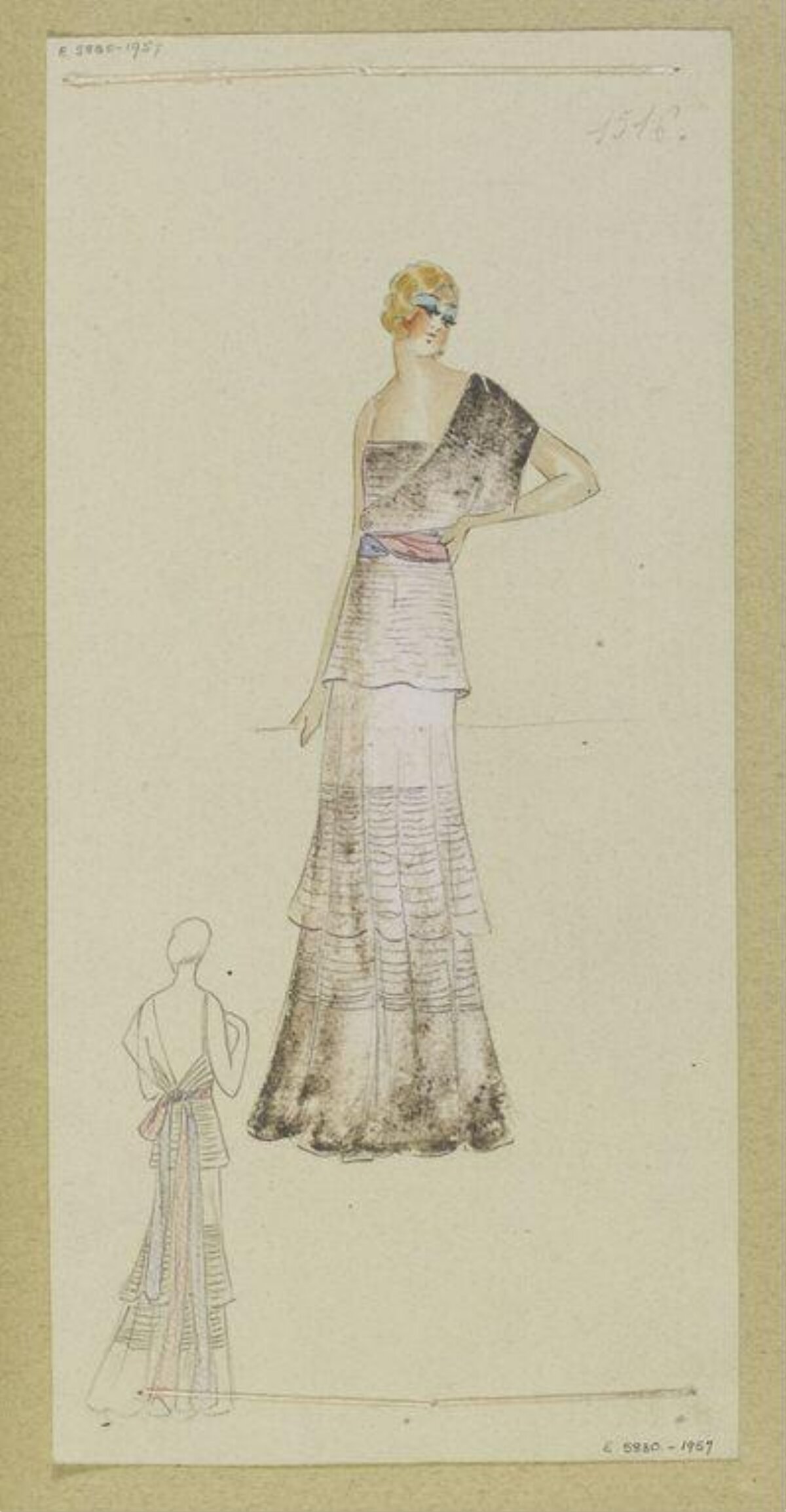 Vintage Evening Gown Fashion Sketch