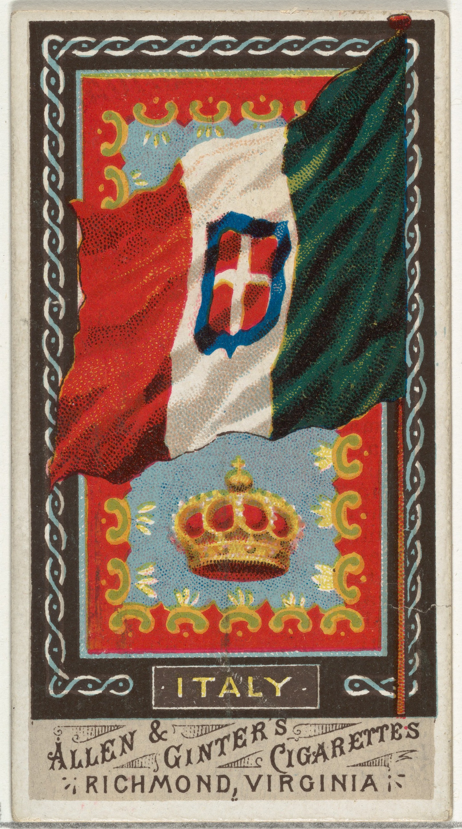 Vintage Italy Flag Cigarette Card
