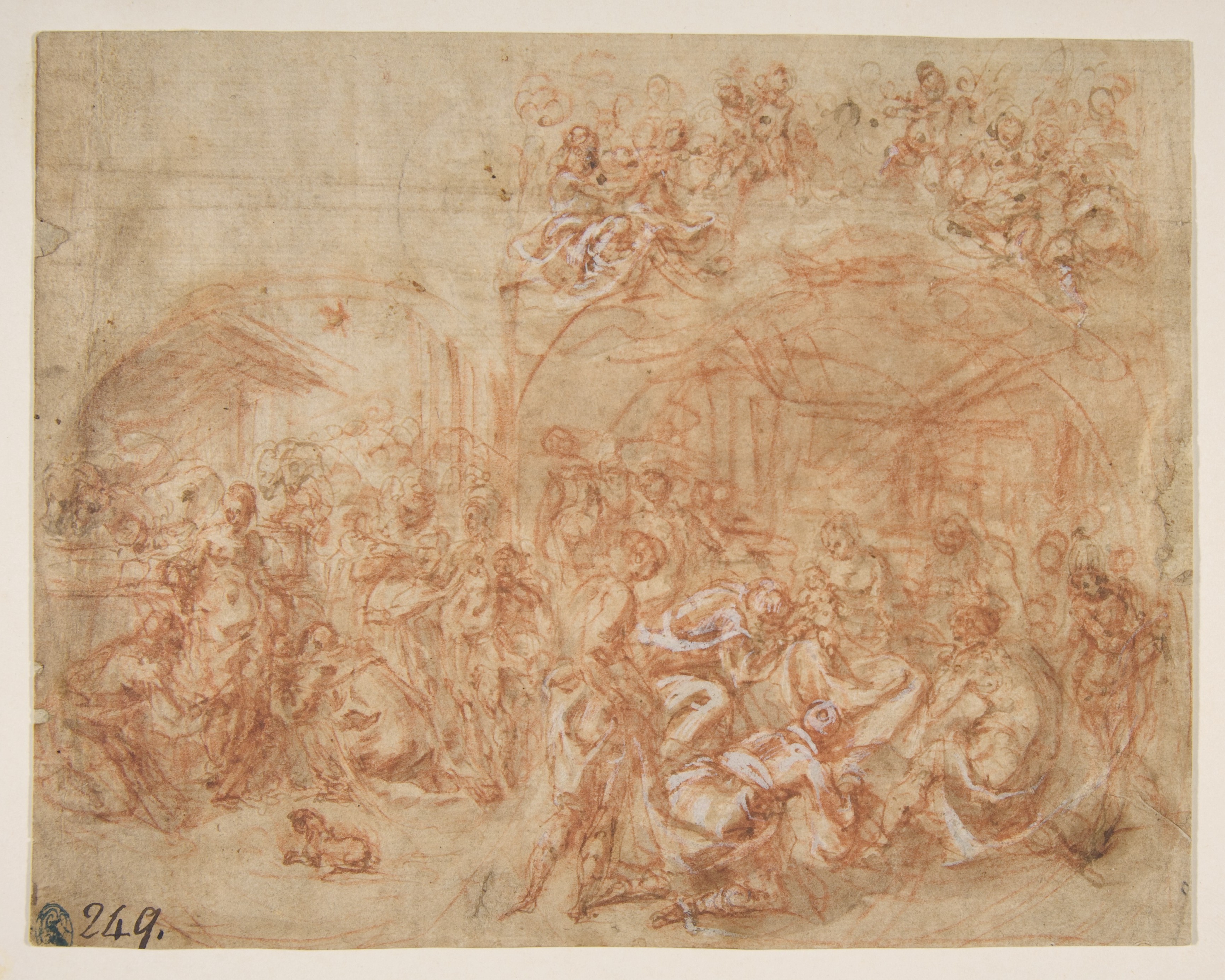 Adoration of Magi Red Chalk Sketch