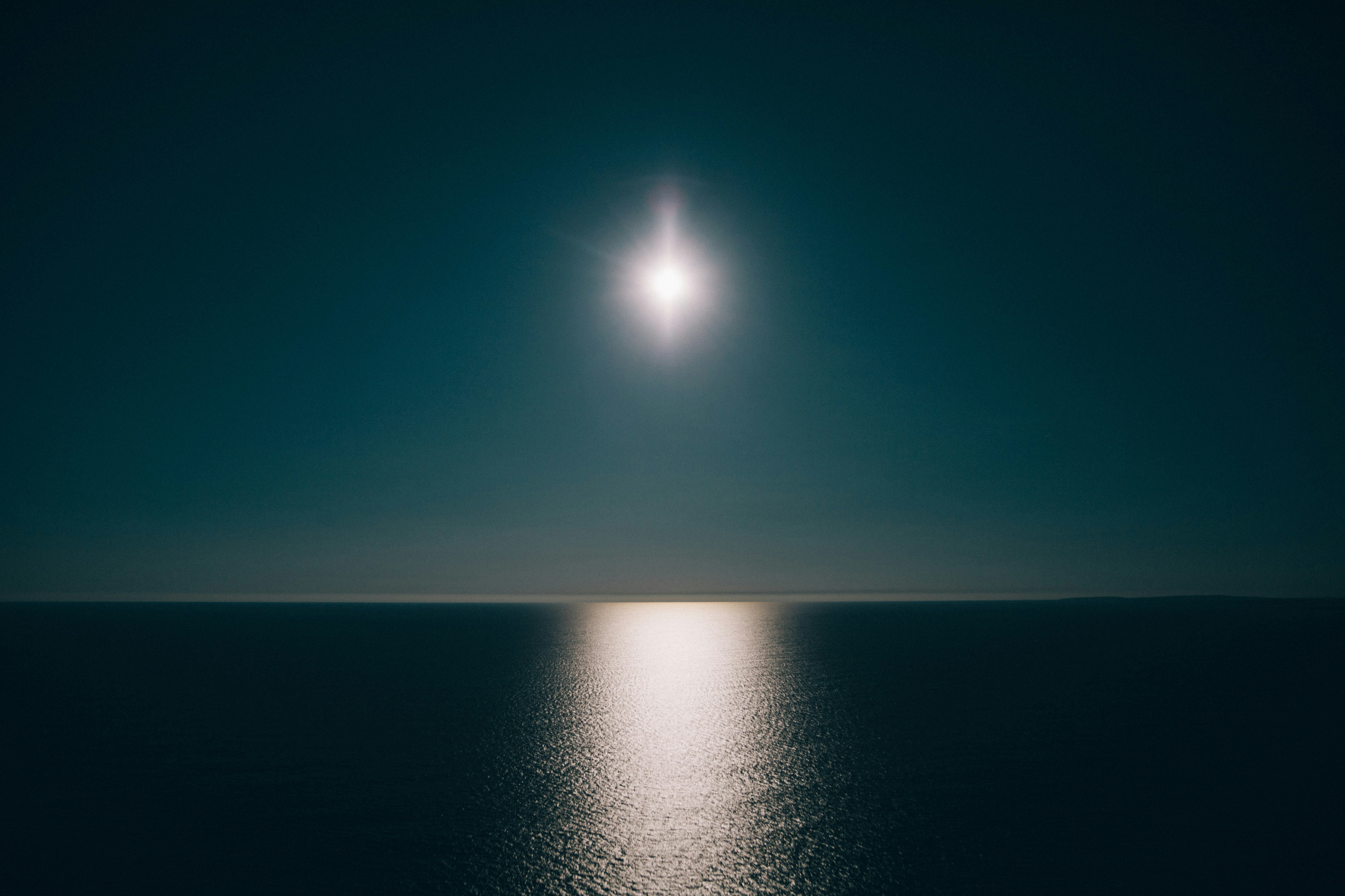 Moonlight Over Calm Night Sea