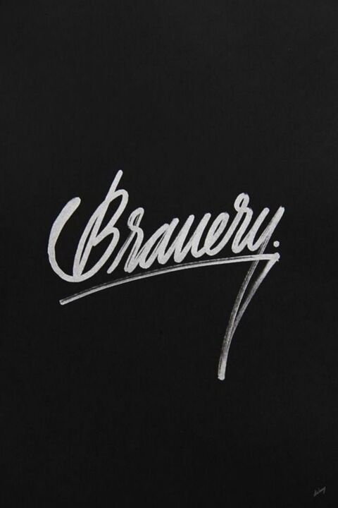 Brauery Script Logo on Black Background