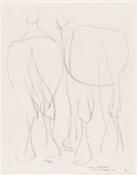 Pencil Sketch of Two Horses