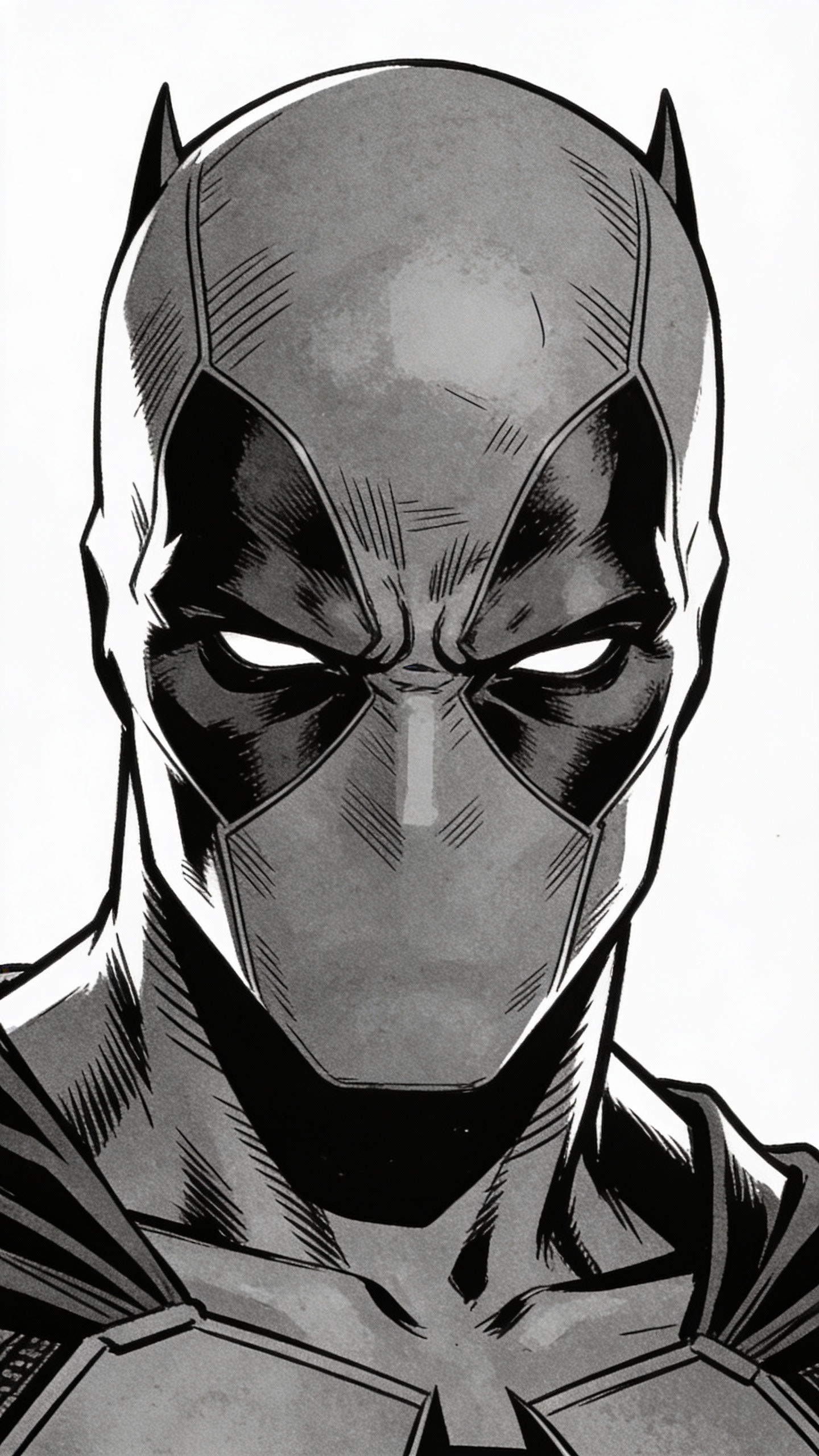 Black and White Comic Batman Portrait