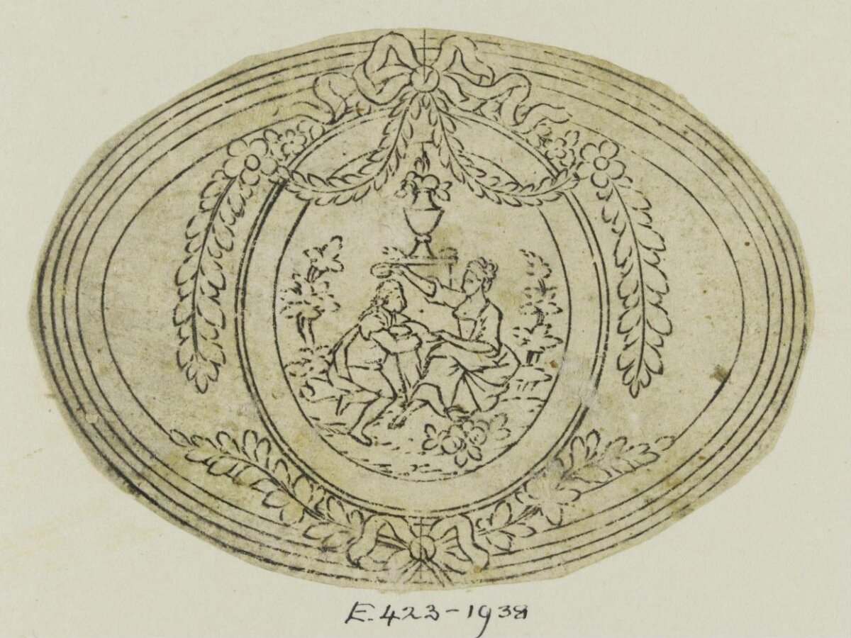 Oval Ornament Design Ink Sketch