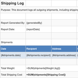 Shipping Log