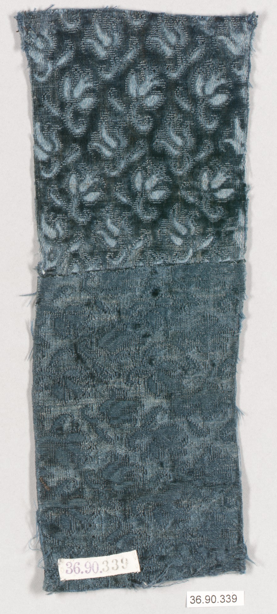 Blue Patterned Antique Textile Fragment