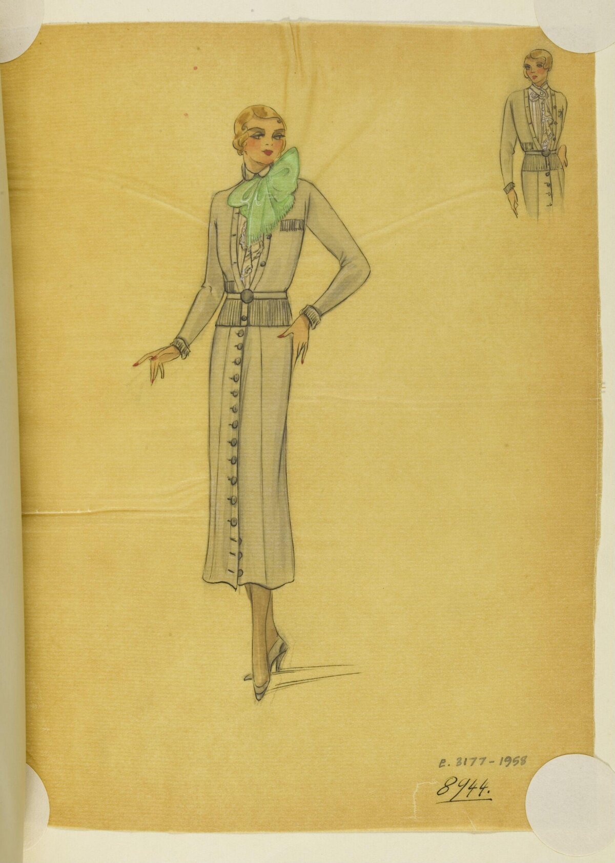 Vintage Womenswear Fashion Design Sketch