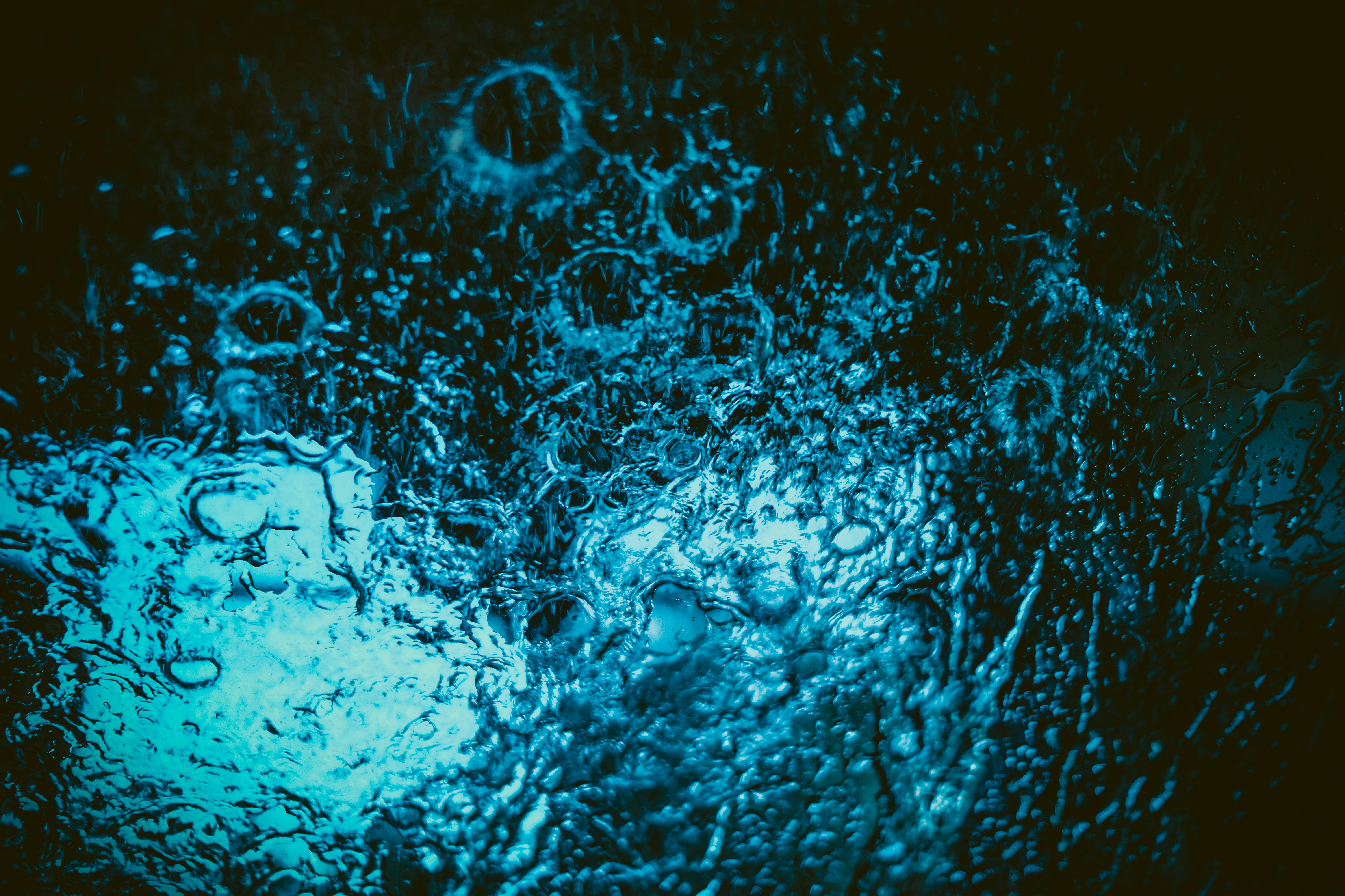 Close-up of Blue Bubbly Water