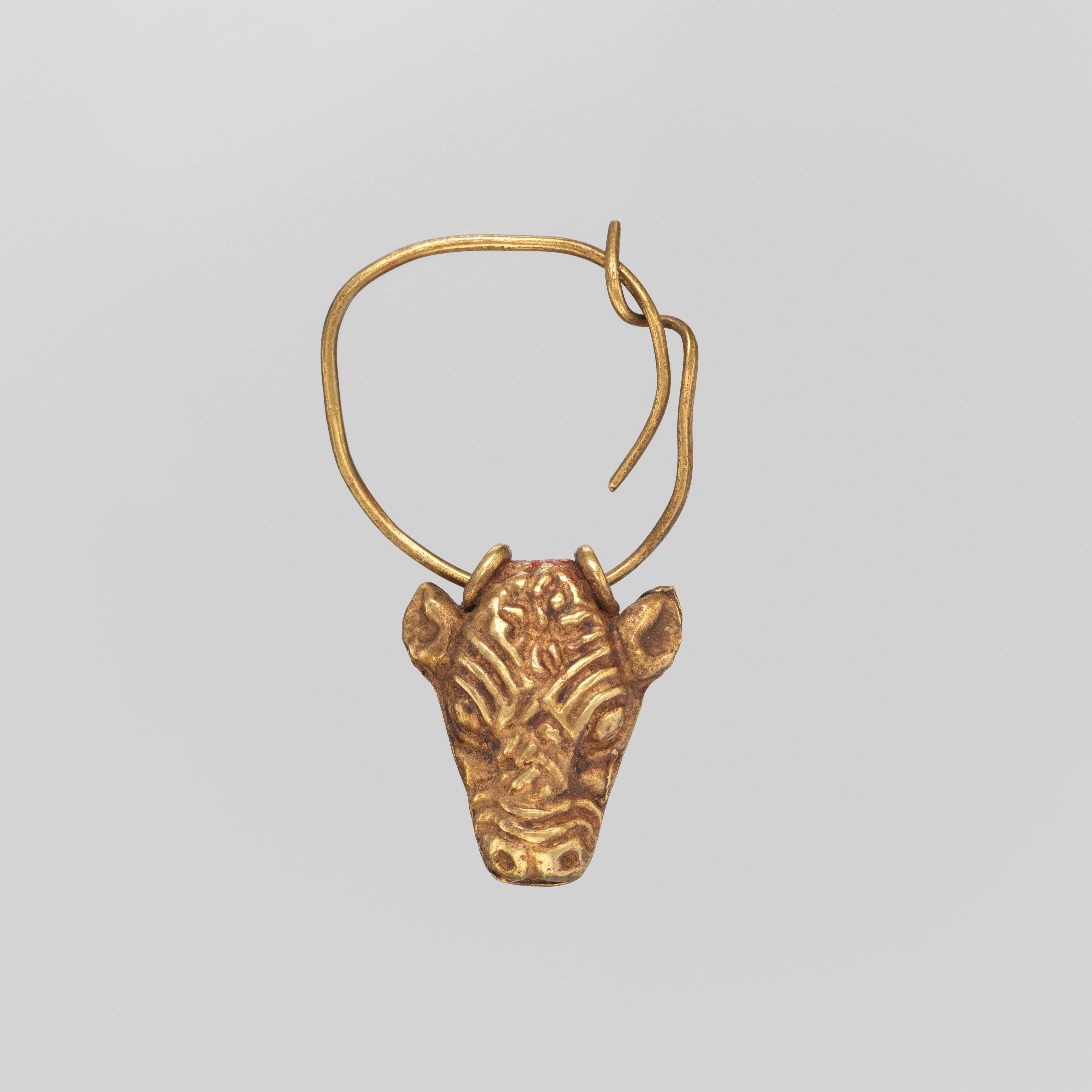 Ancient Gold Bull Head Earring