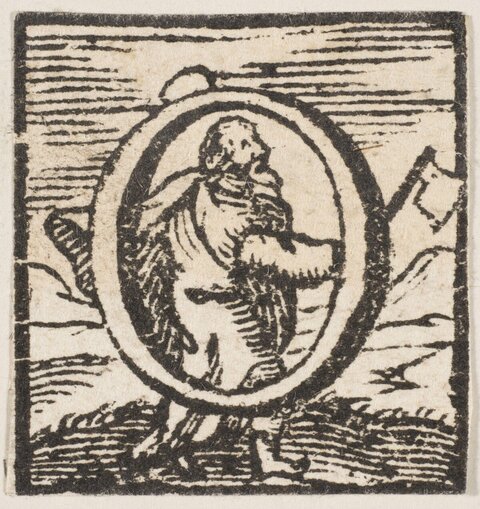 Woodcut of Saint Carrying Child