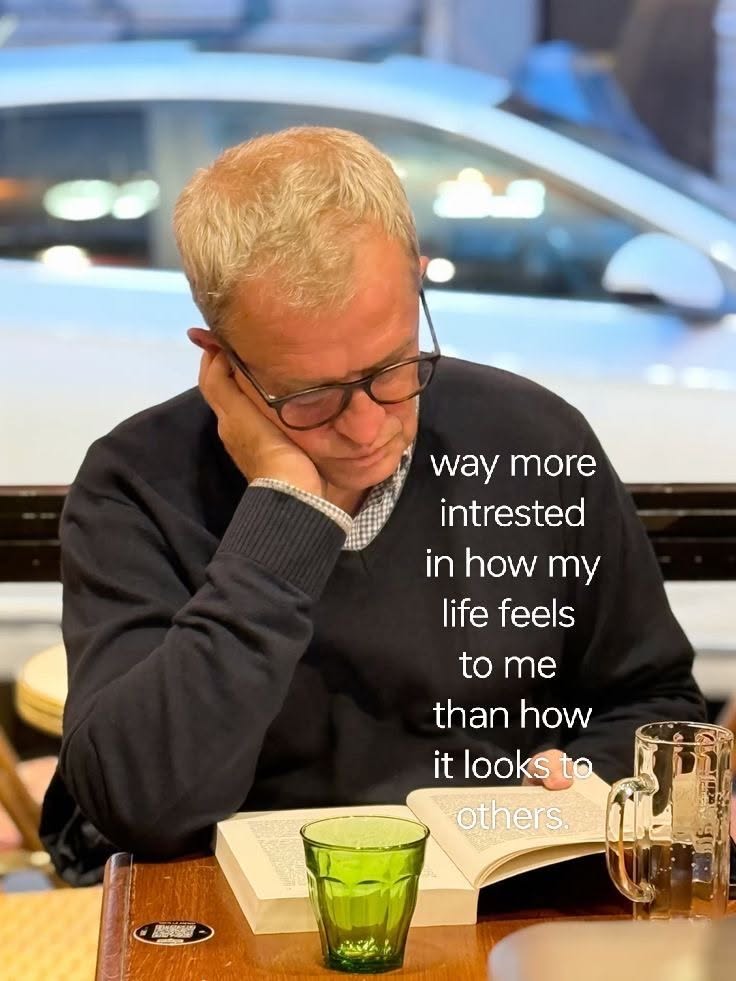 Pensive Older Man With Life Quote