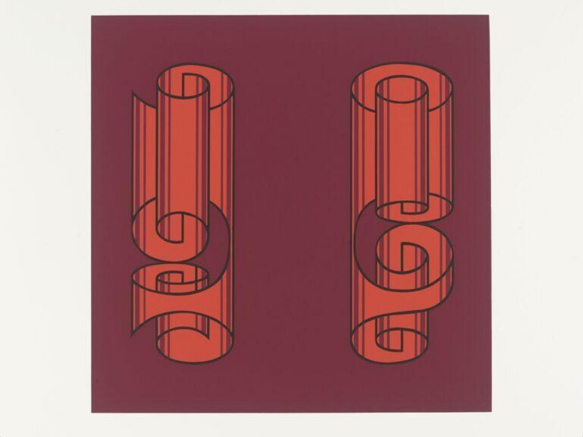 Red Twisted Ribbon Abstract Art