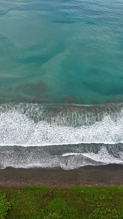 Aerial View of Black Sand Beach Coast