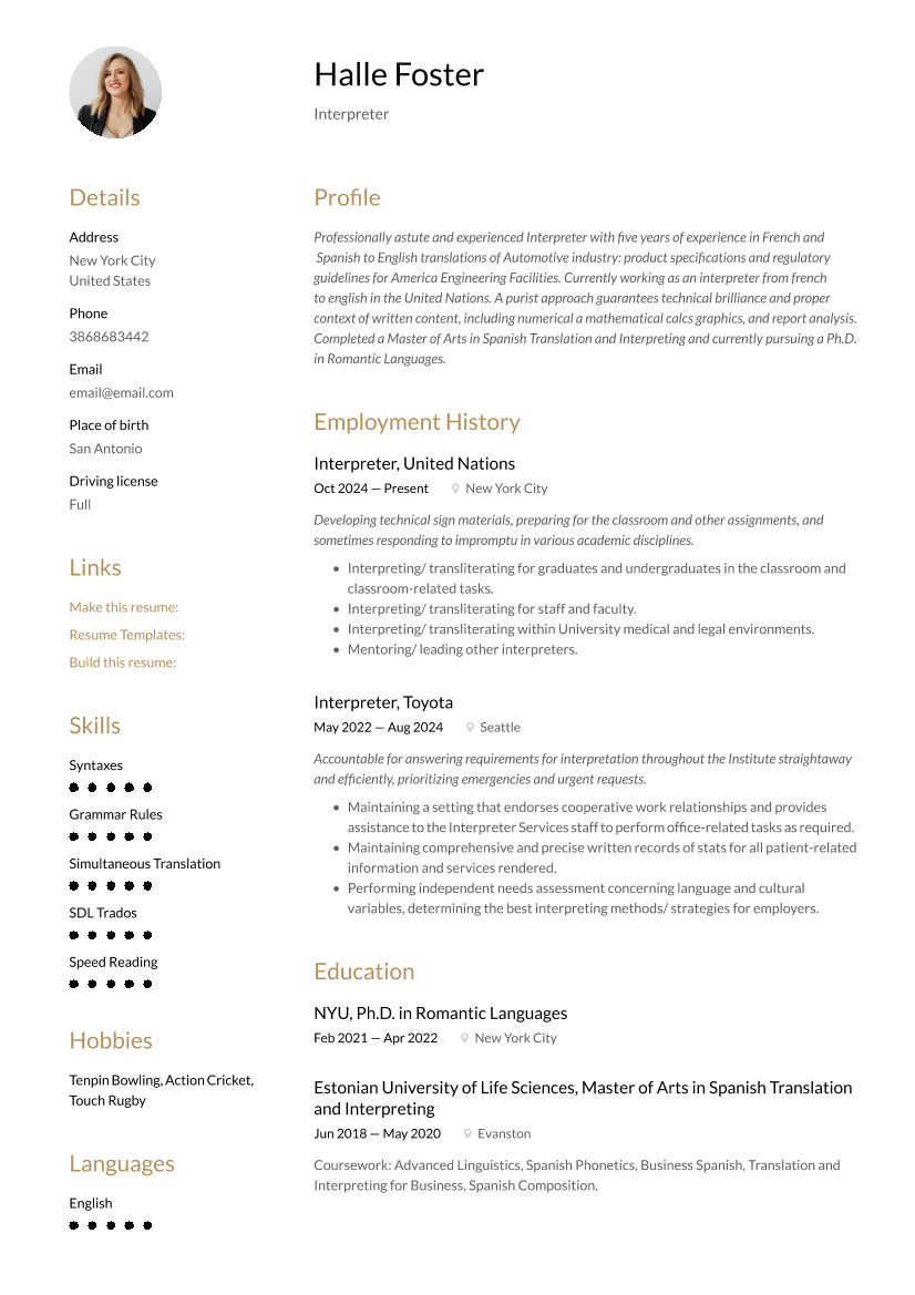 Interpreter Resume Samples & Guide_10
