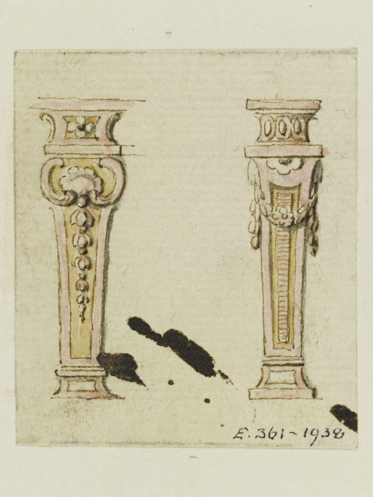Two Decorative Pilaster Design Sketches
