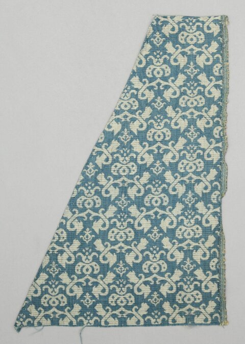 Blue and White Patterned Textile Fragment
