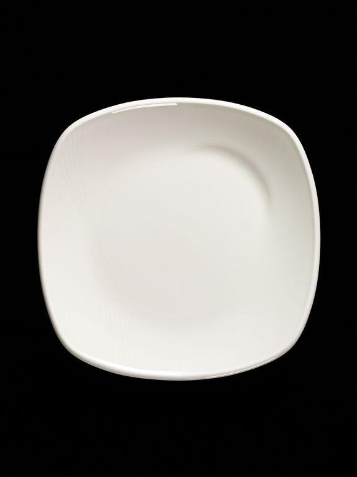 White Square Plate on Black Background