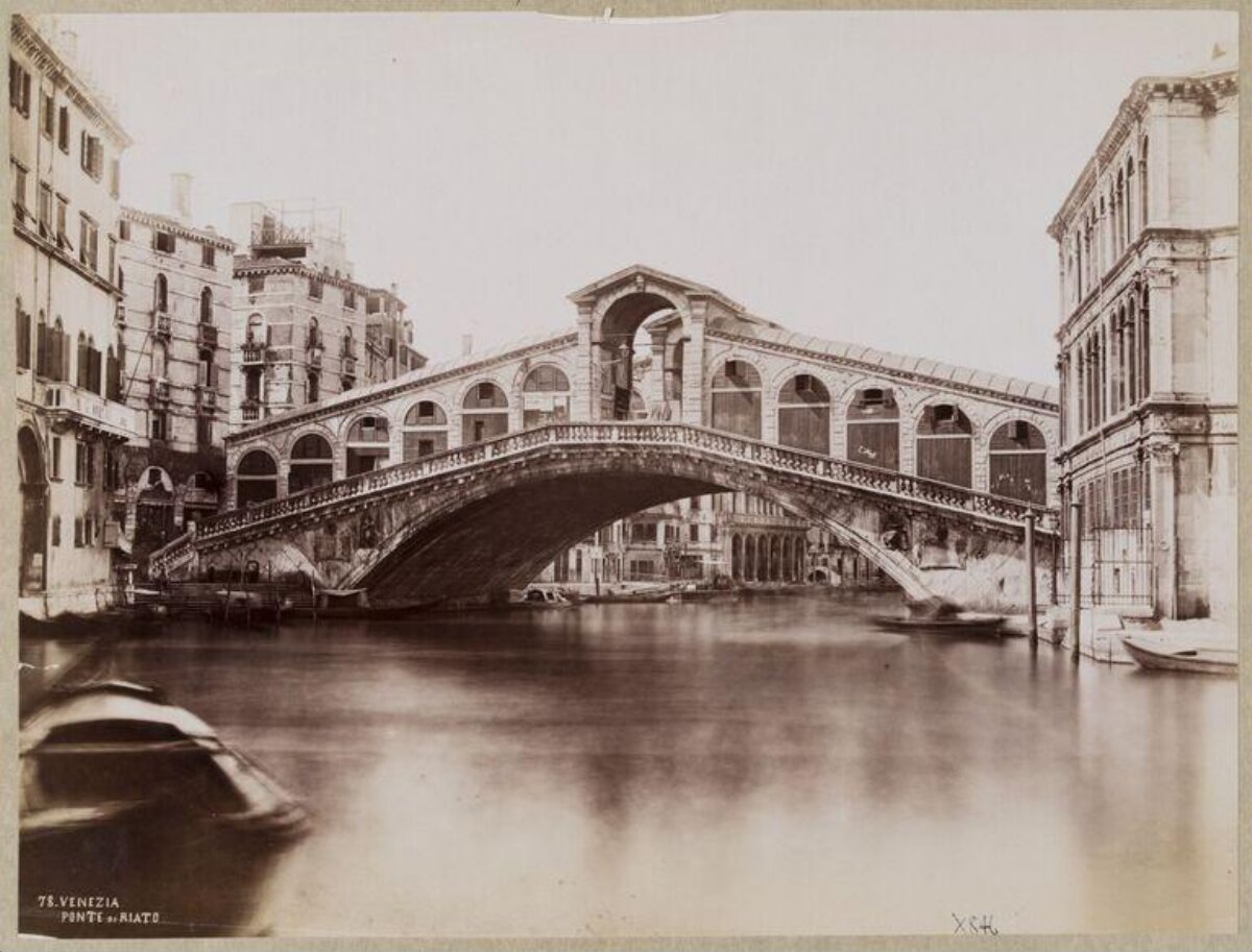 Vintage Rialto Bridge in Venice