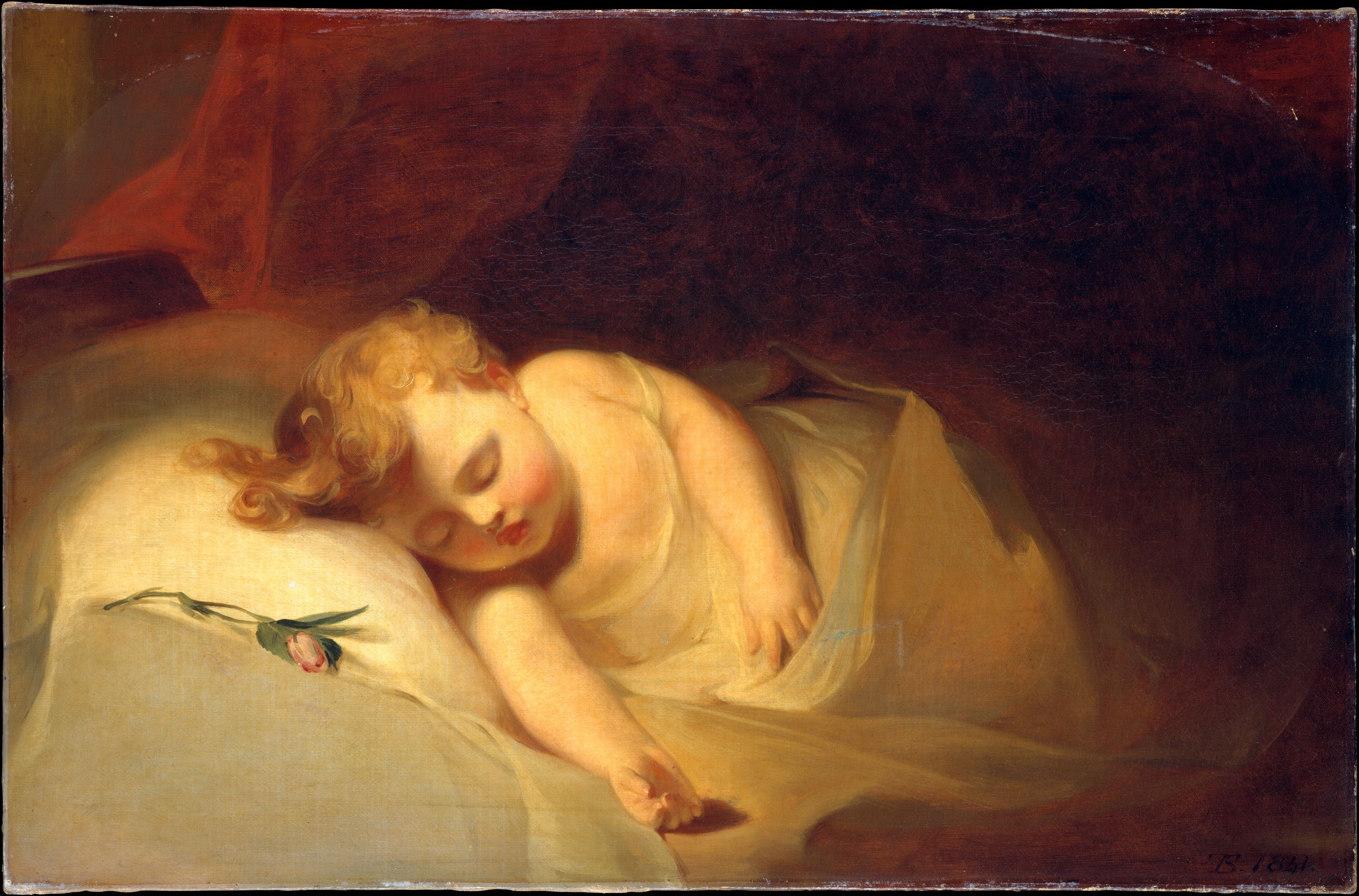 Sleeping Child with Rose