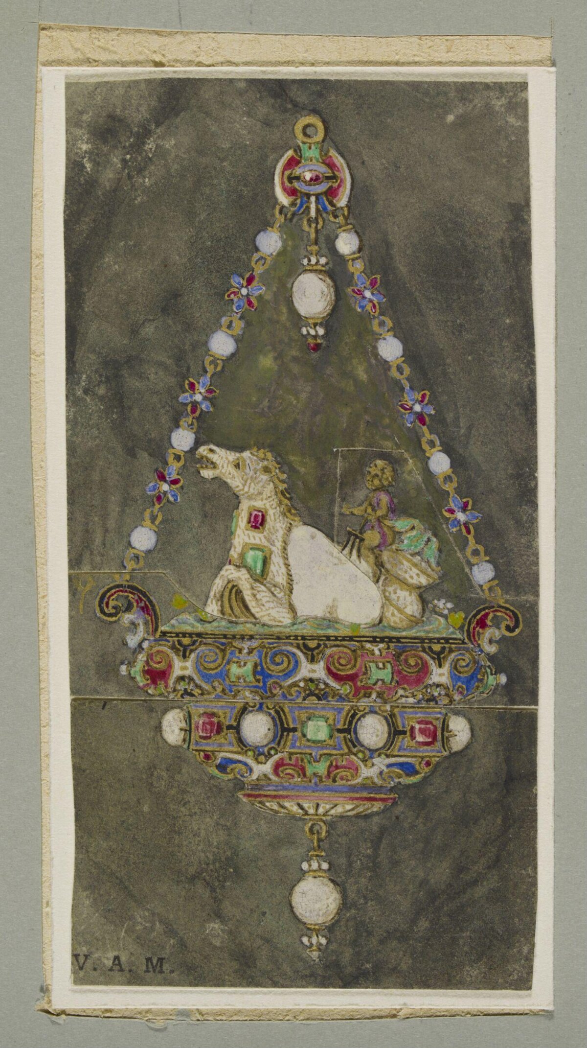 Pendant Jewelry Design Watercolor Sketch