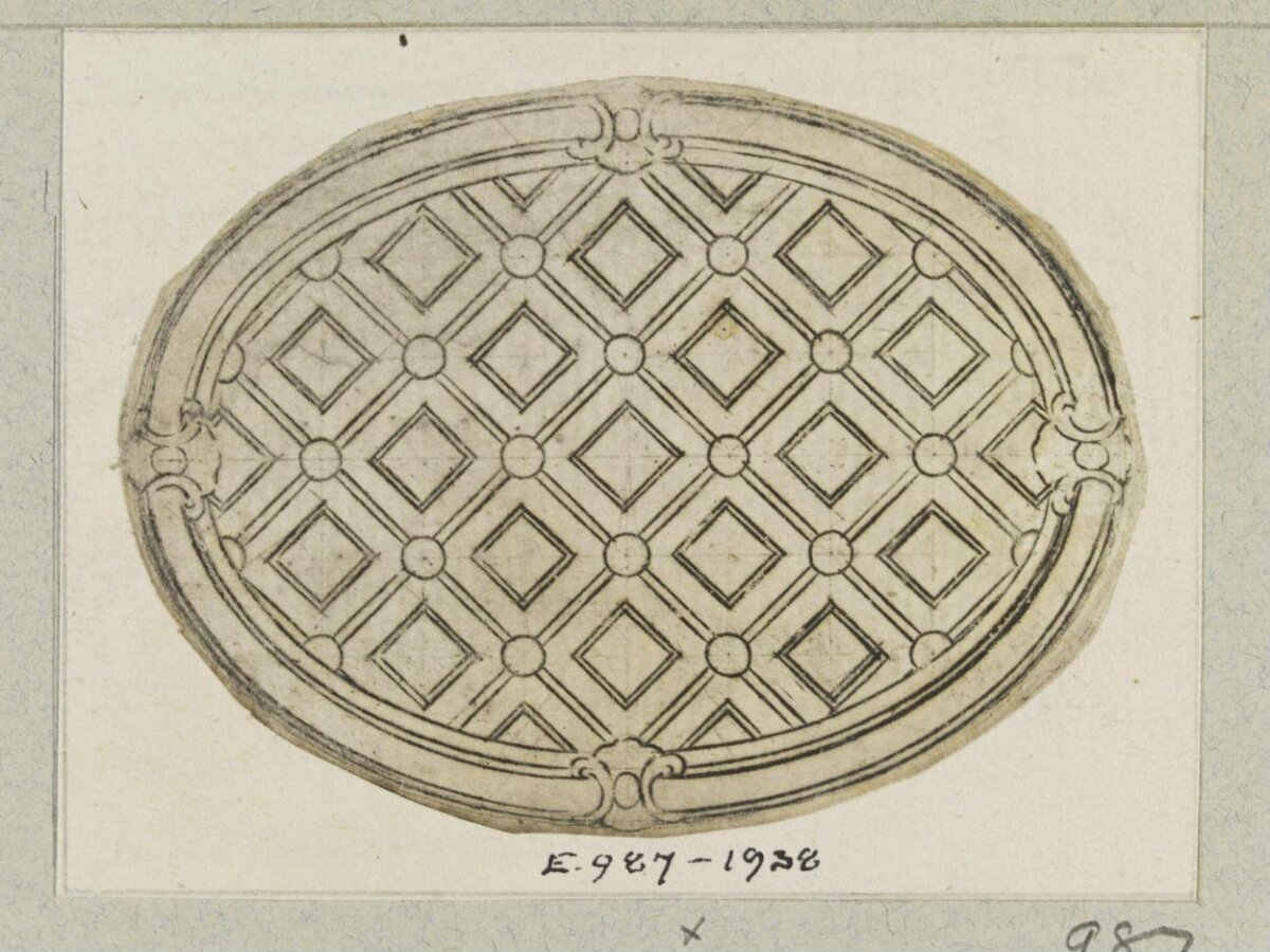 Oval Coffered Ceiling Design Sketch