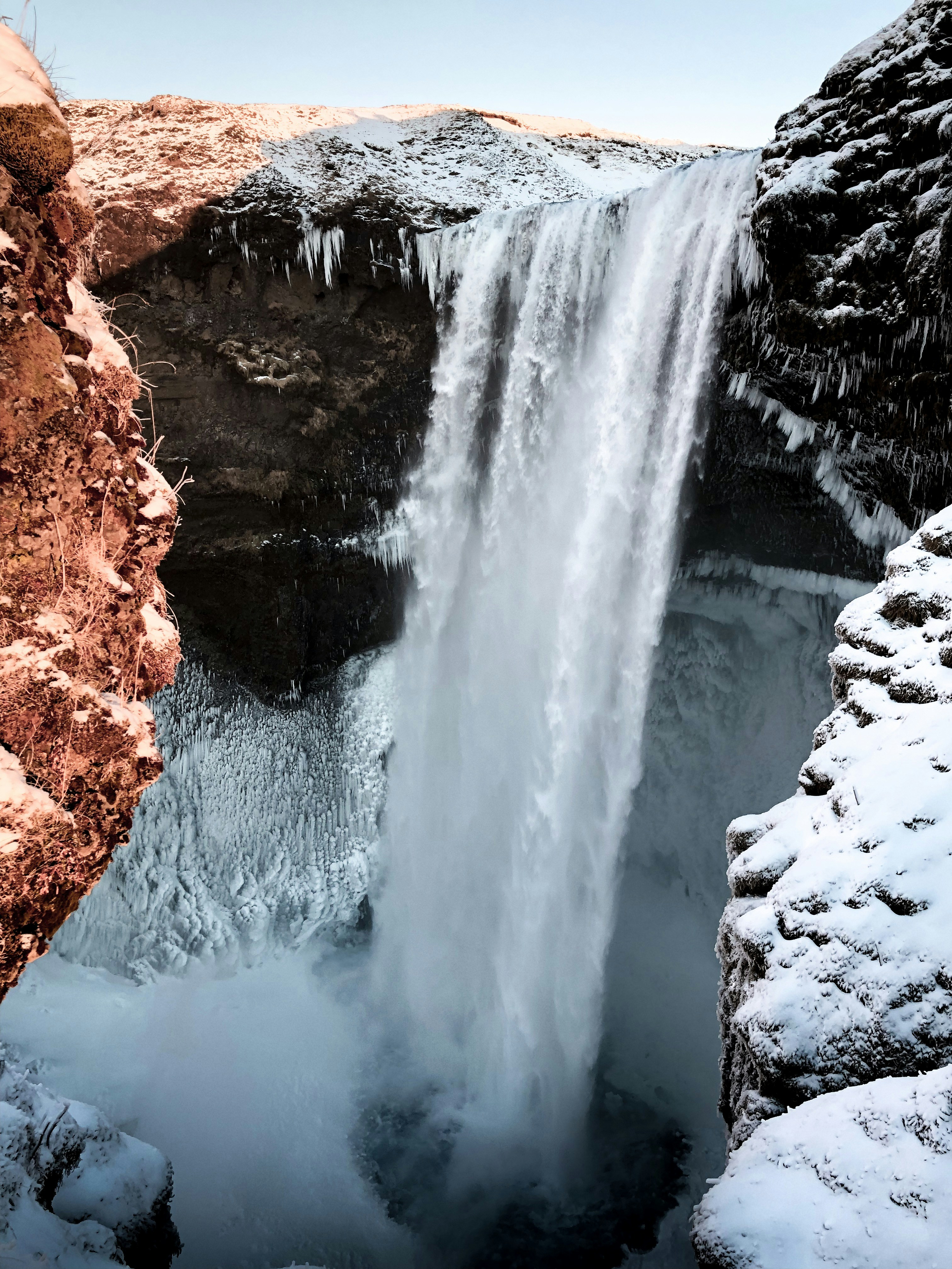 Winter Snow-covered Waterfall