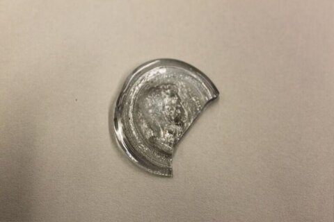 Broken Half Coin Encased in Clear Resin