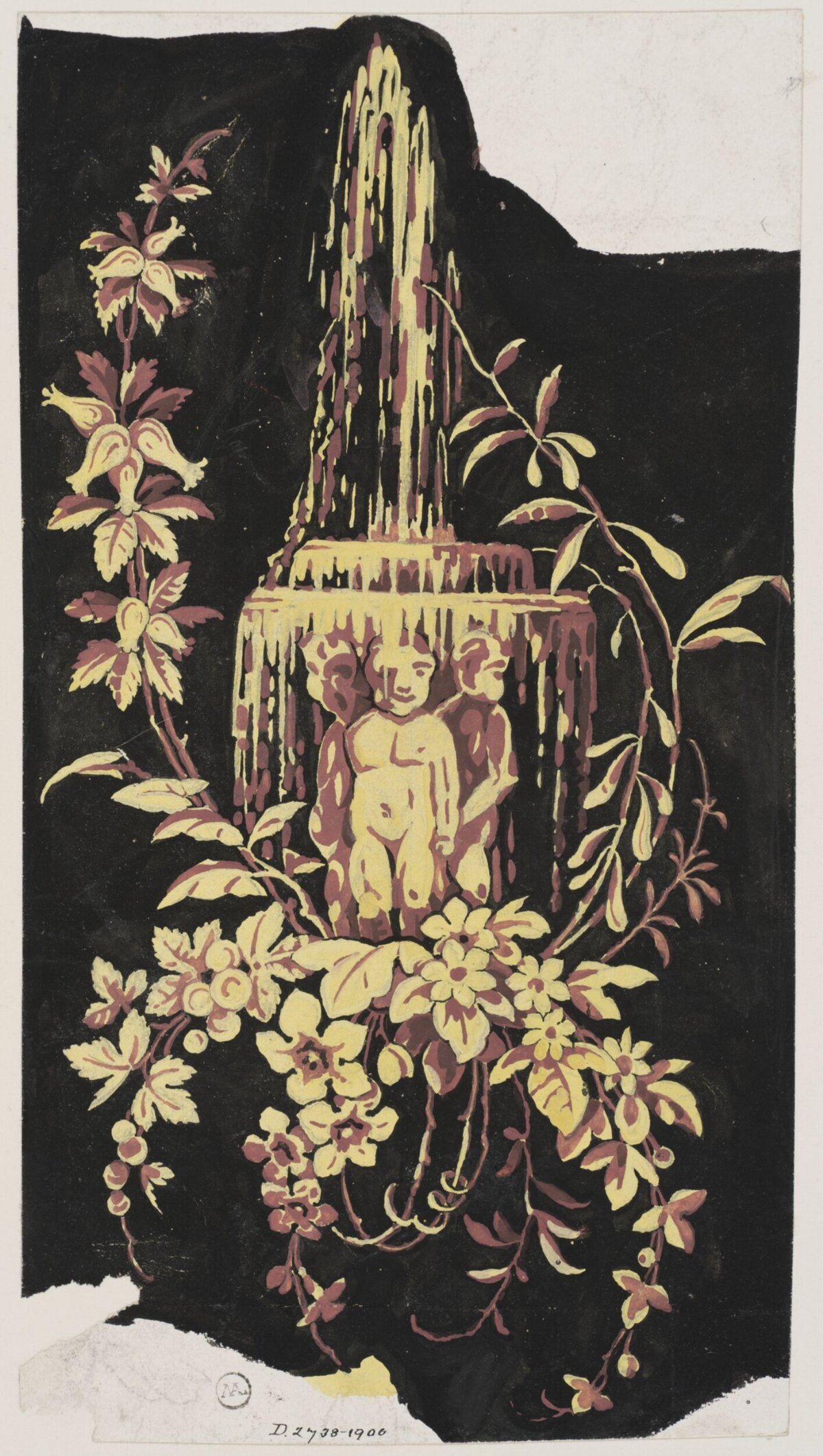 Decorative Fountain with Floral Design