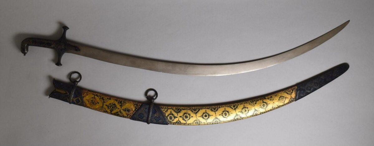 Antique Curved Sabre With Decorated Scabbard