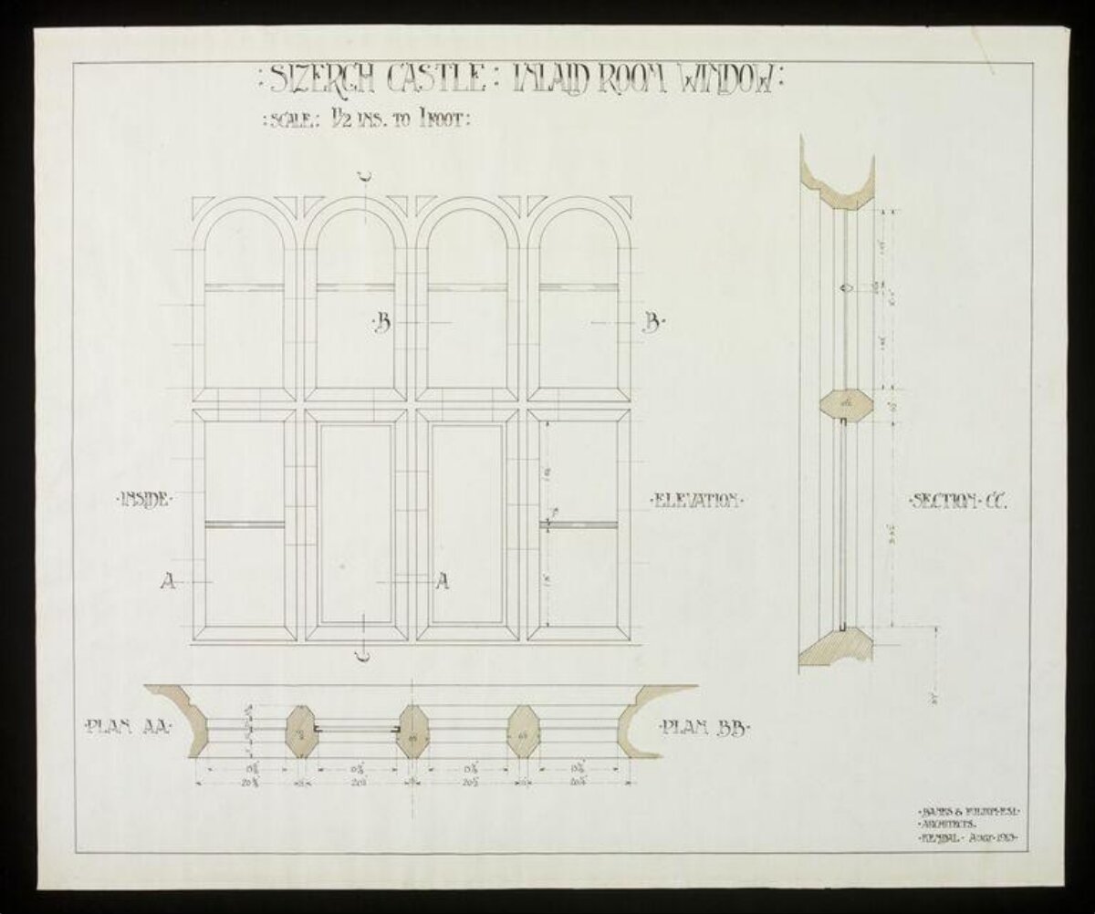 Sizergh Castle Inlaid Room Window Drawing