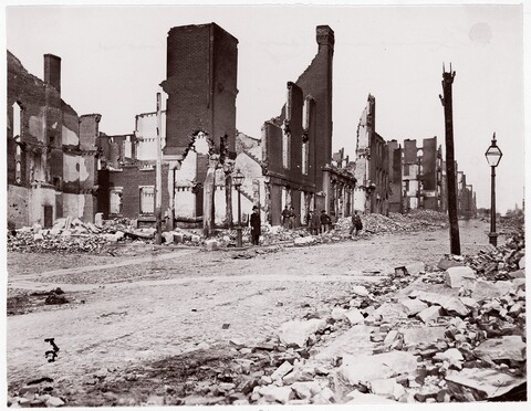 Ruined City Street After Disaster