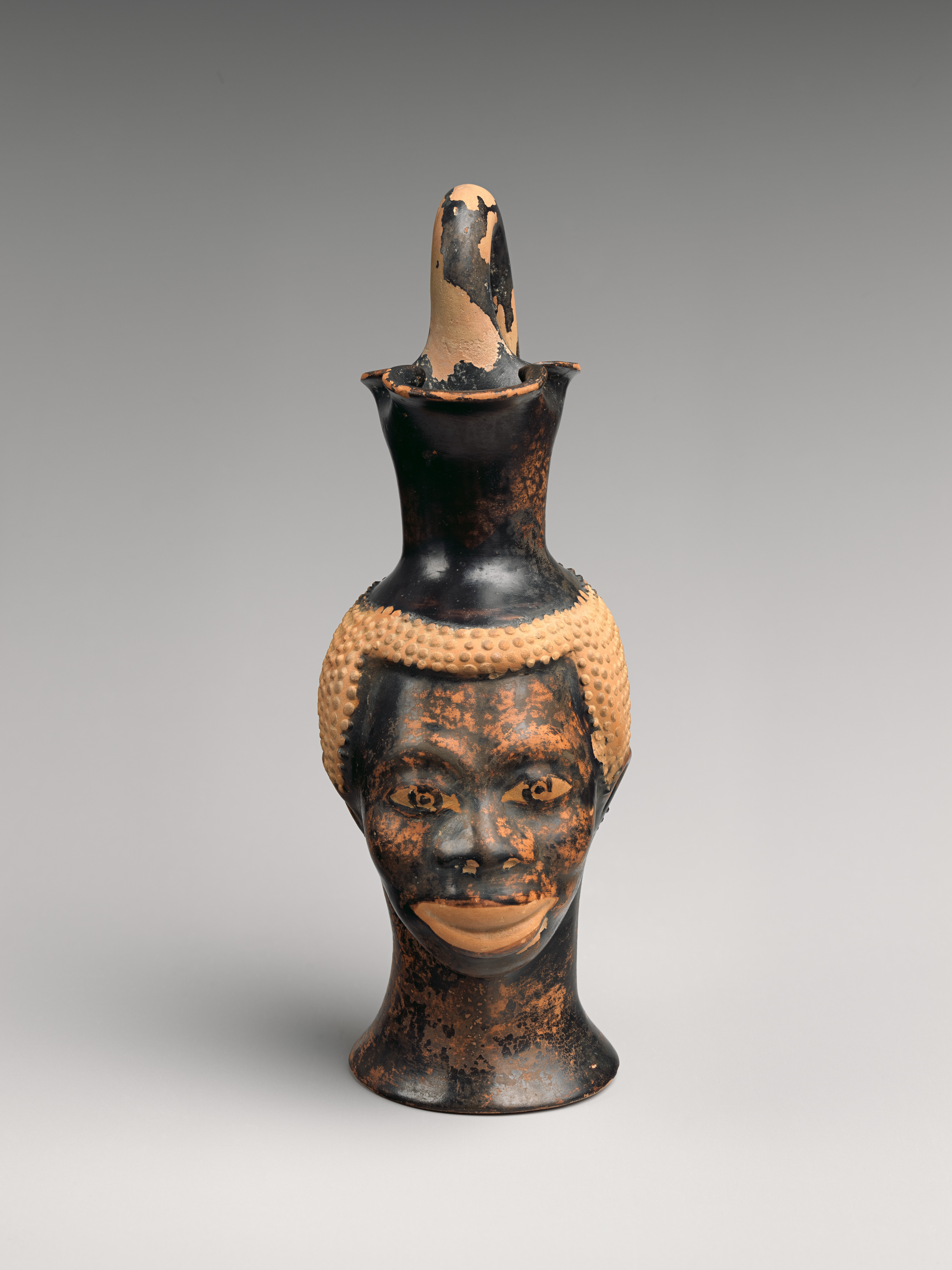 Ancient African Head-shaped Pottery Jug