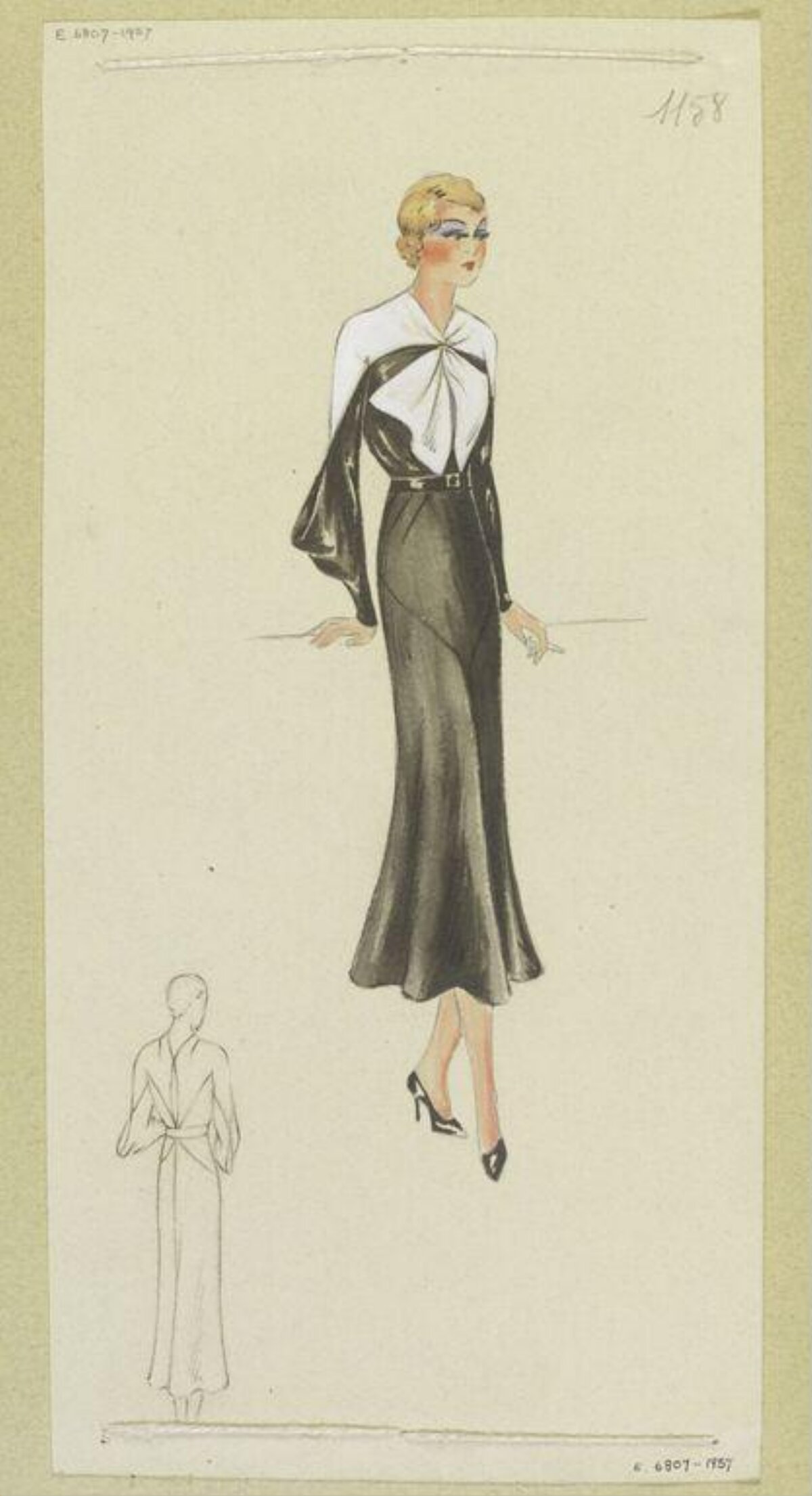 1930s Women's Dress Fashion Sketch