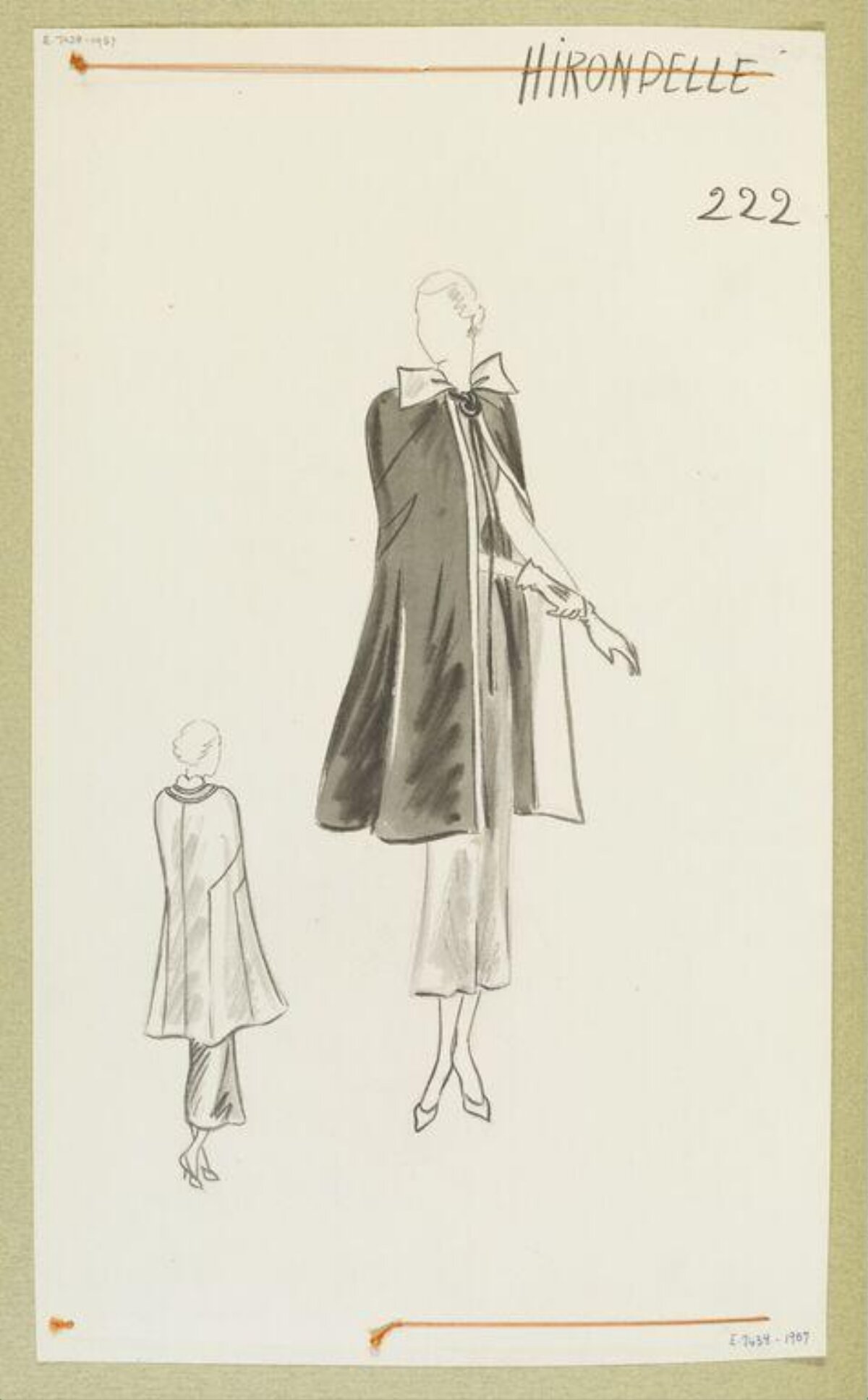 Vintage Cape Fashion Design Sketch