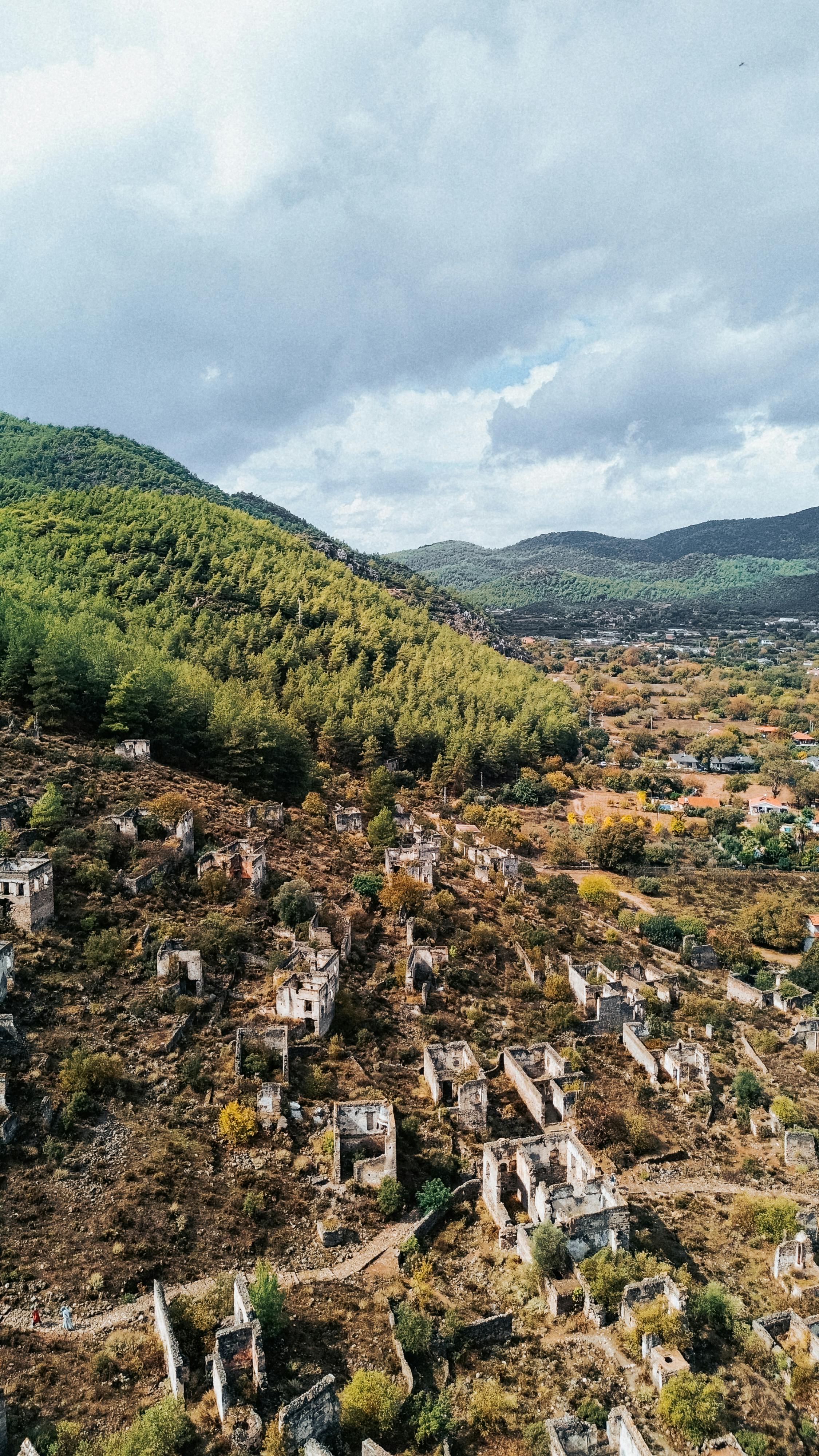 Abandoned Village Ruins on Hillside