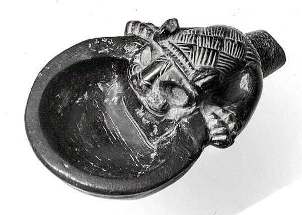 Carved Black Stone Ceremonial Bowl