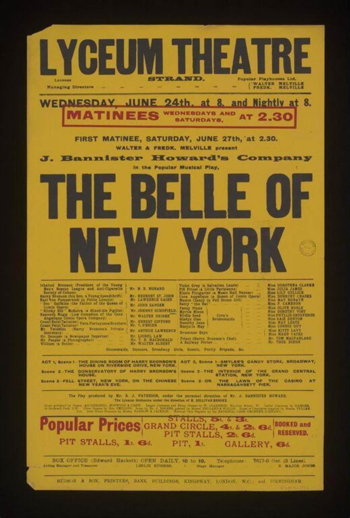 The Belle of New York Theatre Poster