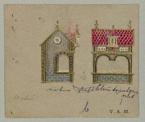 Antique Hand-drawn Building Facade Sketch