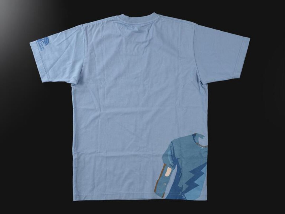 Back View of Light Blue Printed T-shirt