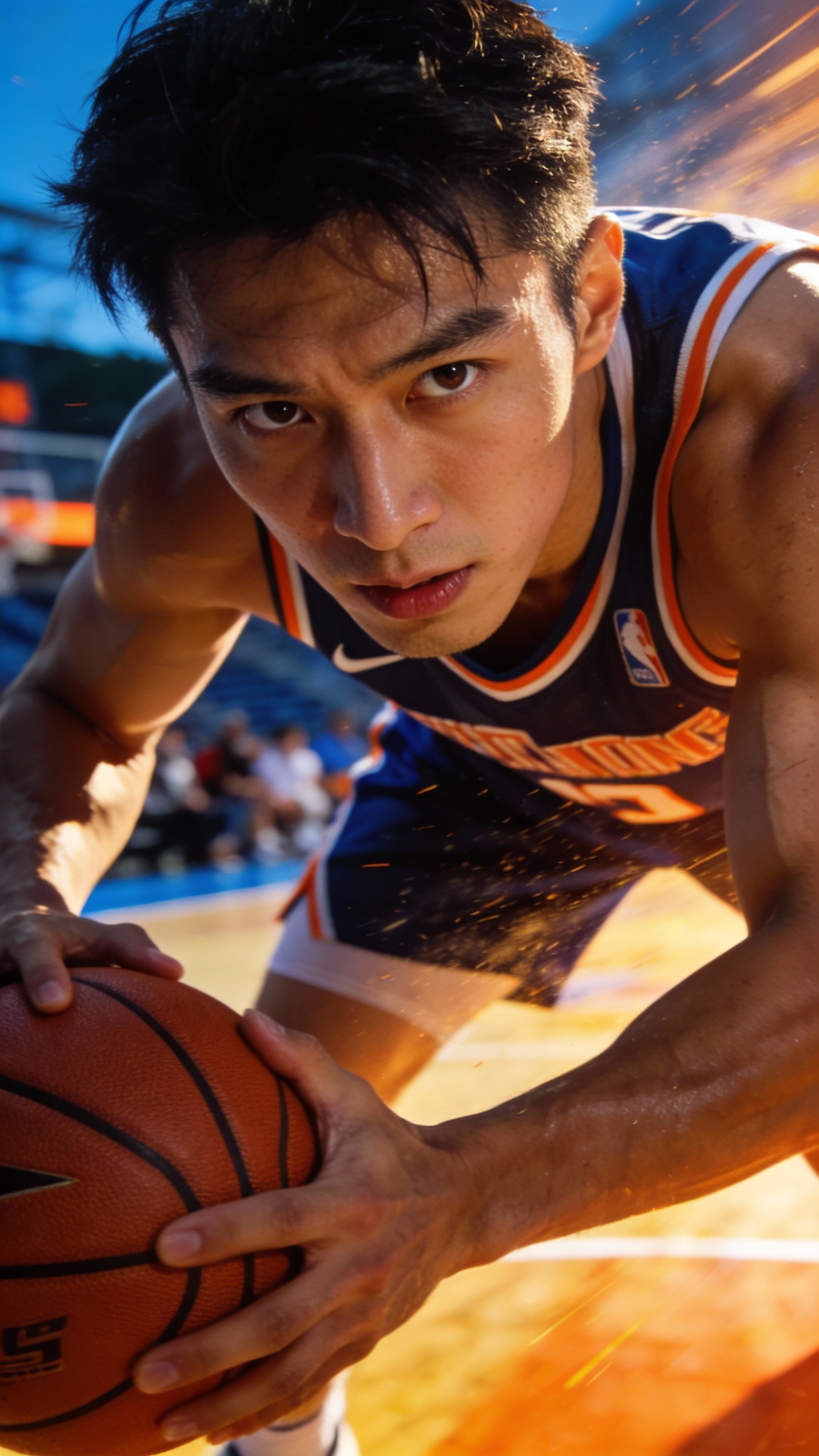 Focused Male Basketball Player on Court