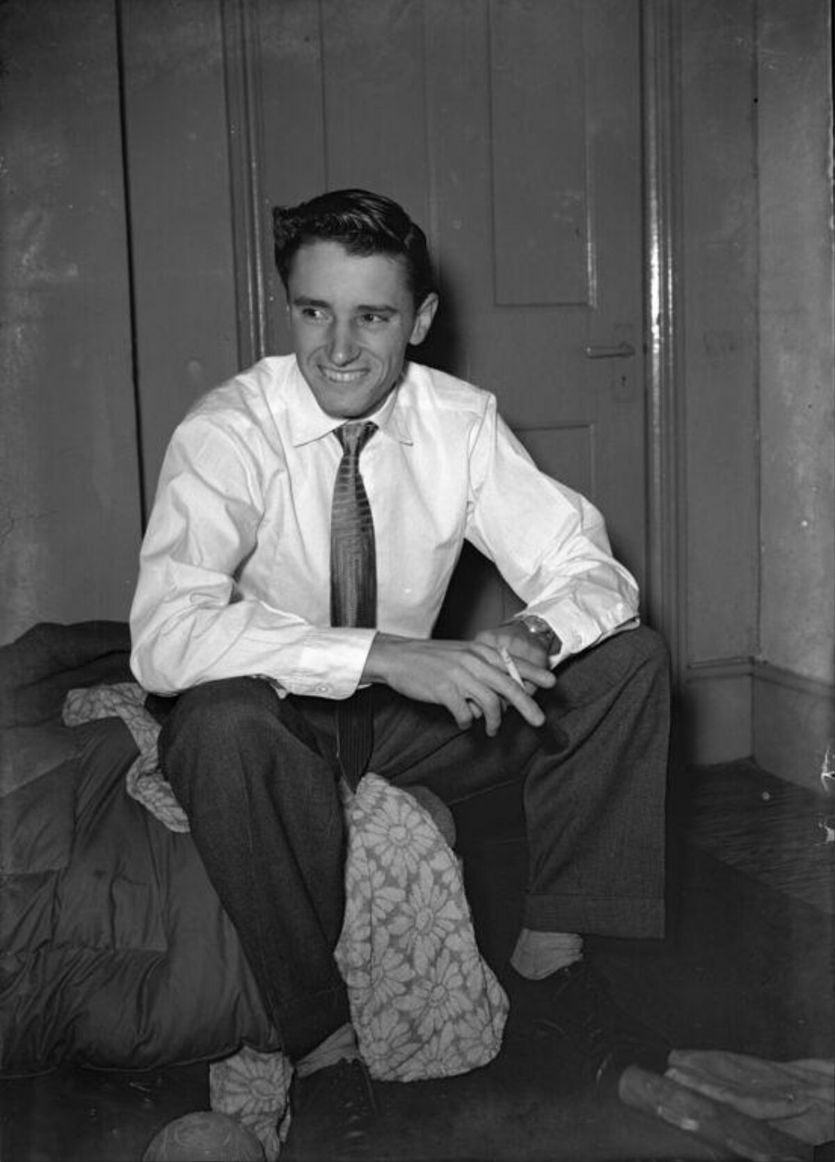 Vintage Portrait of Seated Smiling Man