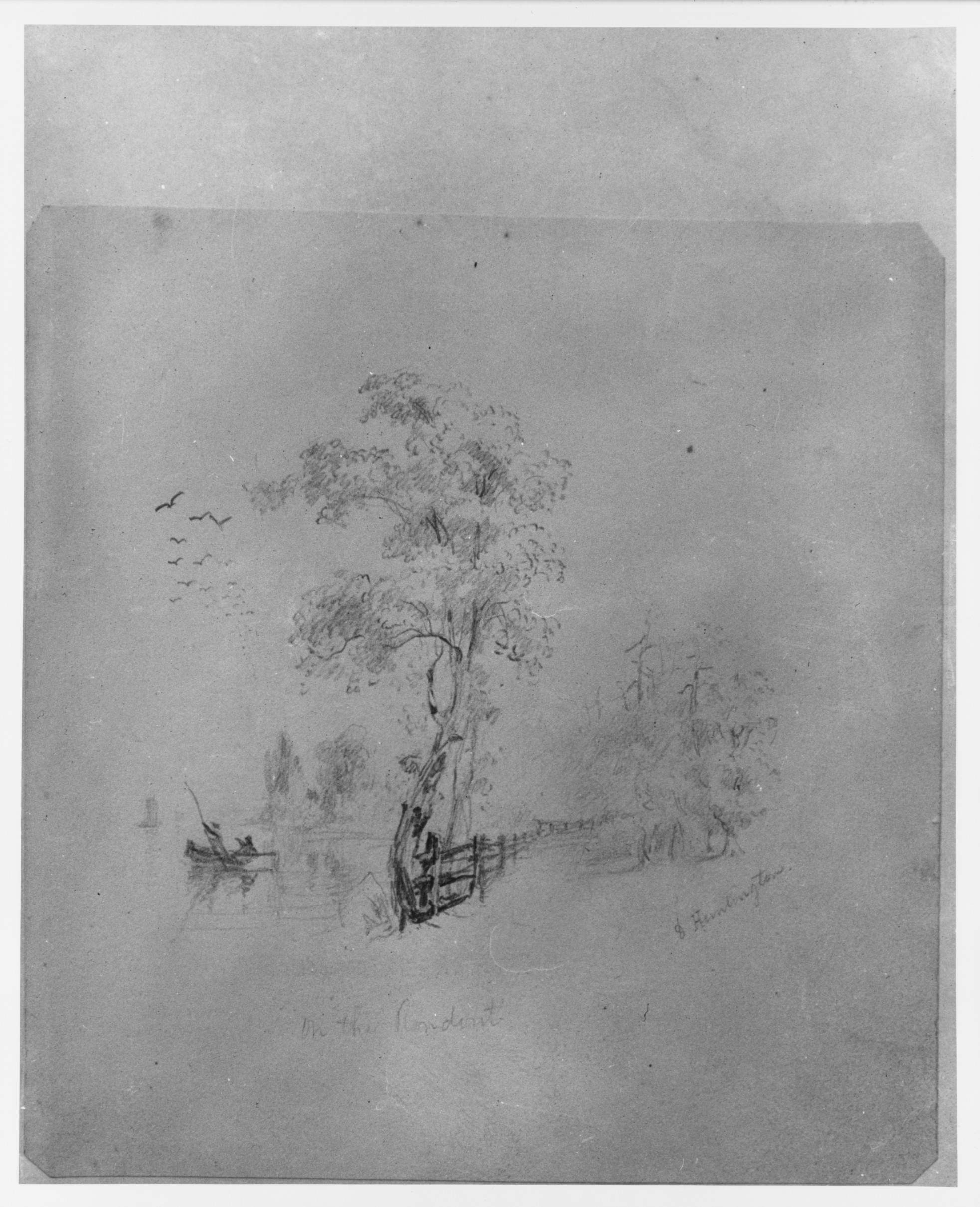 Riverside Landscape Pencil Sketch