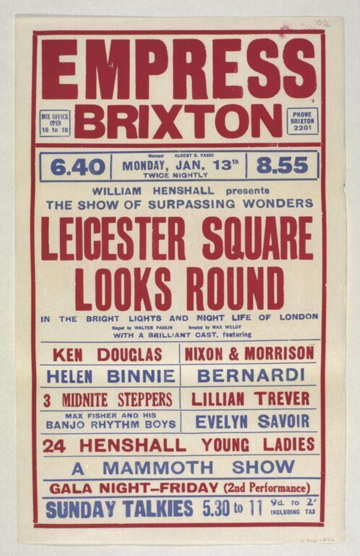 Vintage Empress Brixton Show Poster
