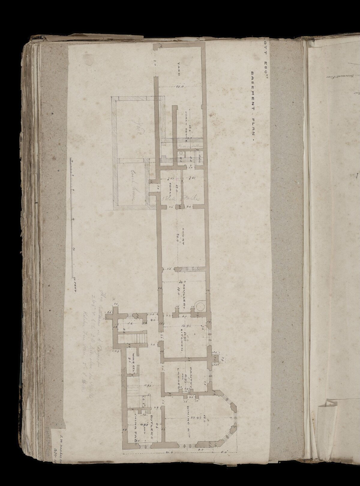 Antique Basement Floor Plan Sketch — Maps