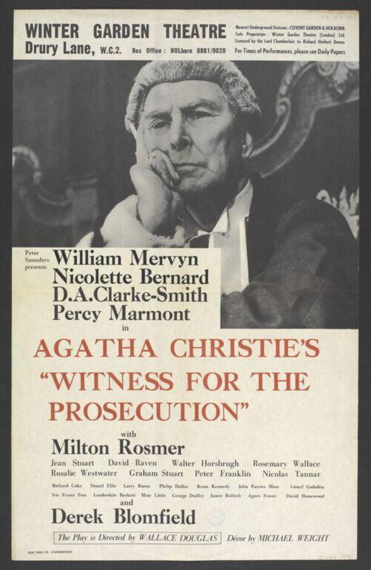 Vintage Witness for the Prosecution Play Poster